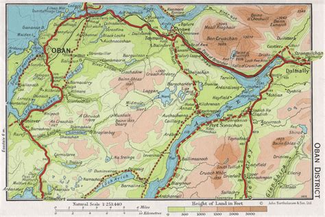 OBAN DISTRICT. Vintage map plan. Argyll & Bute. Loch Awe. Scotland 1967 ...