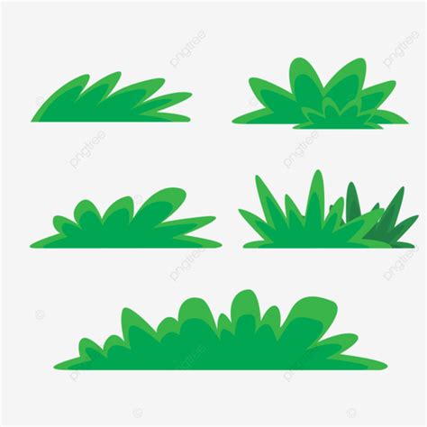 Bushes Grass Vector Art PNG, Grass Bush Vector Set, Grass, Set, Vector ...