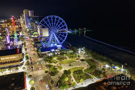 Skywheel Myrtle Beach night aerial photo long exposure Photograph by ...