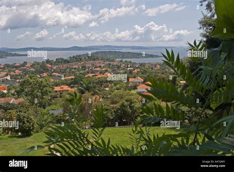 Panoramic view to South East of Kampala and Lake Victoria from Kololo ...