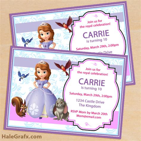 FREE Printable Sofia the First Birthday Invitation Pack