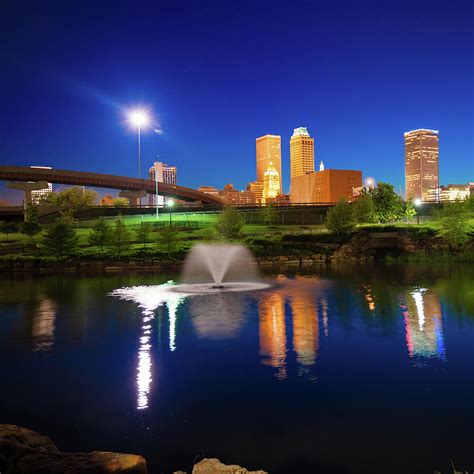 Tulsa Oklahoma City Skyline in Midnight Blue Photograph by Gregory ...