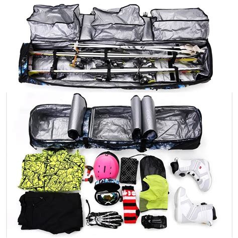 Padded 2-in-1 Wheeled Snowboard Bag For Air Travel Three Independent ...