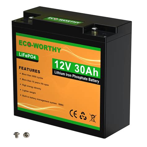 Buy ECO-WORTHY 12V 30Ah LiFePO4 Lithium Iron Phosphate Battery Deep ...