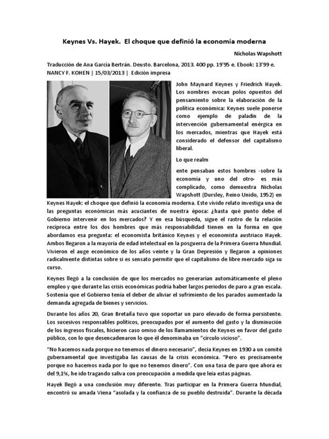 Keynes Vs Hayek | PDF | Friedrich Hayek | John Maynard Keynes