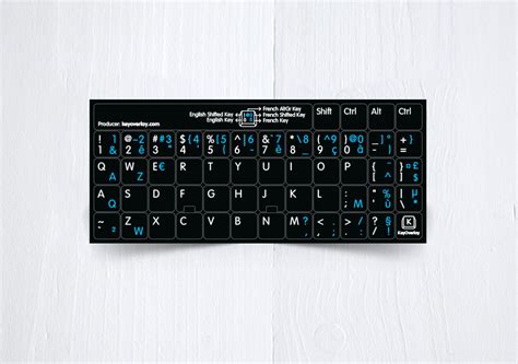 French (AZERTY) & English bilingual keyboard language stickers on black ...