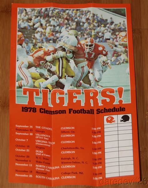 Vintage 1978 Clemson Tigers NCAA Football Ticket Brochure/Schedule ...