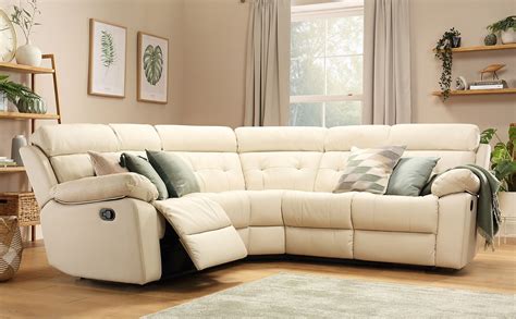 Grosvenor Ivory Leather Recliner Corner Sofa | Furniture Choice