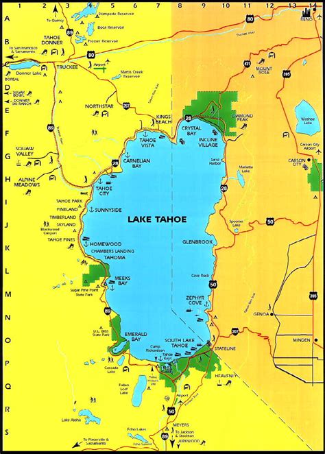 Map From Lake Tahoe To Yosemite - London Top Attractions Map