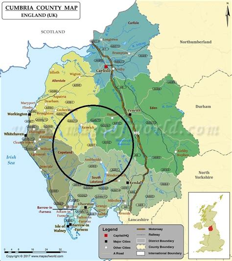 Cumbria County Map | Map of Cumbria County, England | Cumbria, County ...