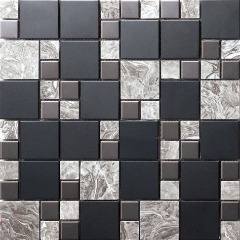 SA073 Stainless Steel & Marble Mosaic Tiles | Mosaic tiles, Mosaic ...