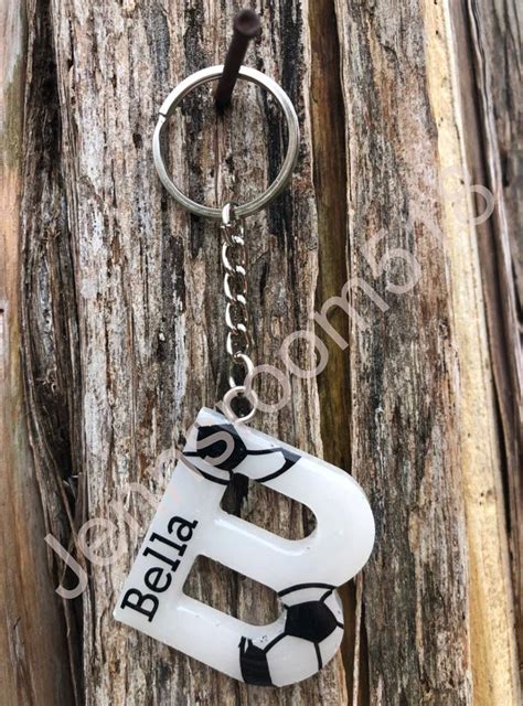 Personalized Name Soccer Keychain white Background - Etsy