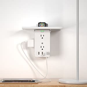 Amazon.com: H Hunlee Wall Power Outlet Extender with Shelf, 2.4A 3USB ...