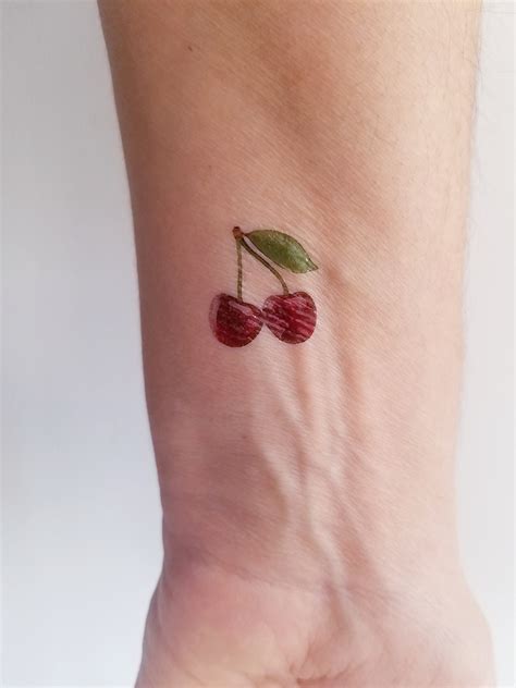 2 Cherries Temporary Tattoos / Cherry Fake Tattoo - Etsy