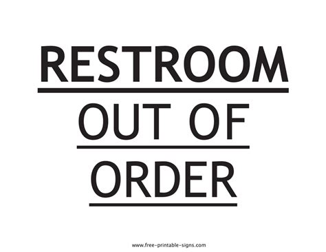 Printable Restroom Out Of Order Sign – Free Printable Signs