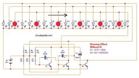 LED Chaser Flasher Circuit | Circuitspedia.com