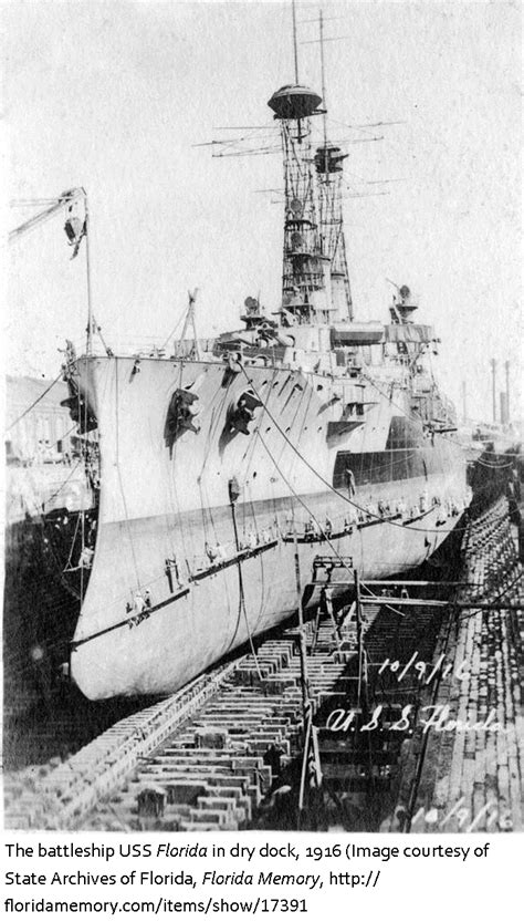 1909 – The keel of the USS Florida was laid during a ceremony | Florida ...