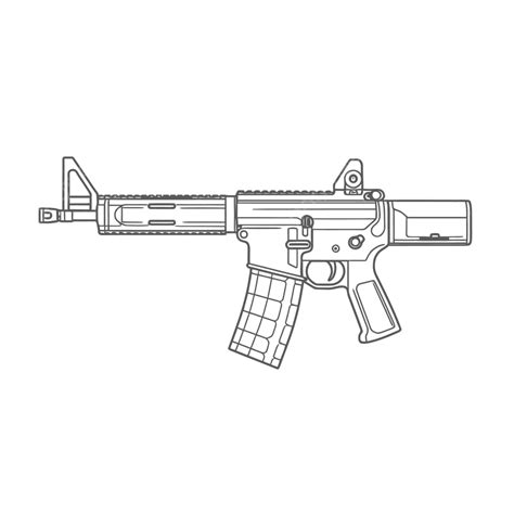 Ar Rifle Coloring Page Free Printable Pdf Outline Sketch Drawing Vector ...