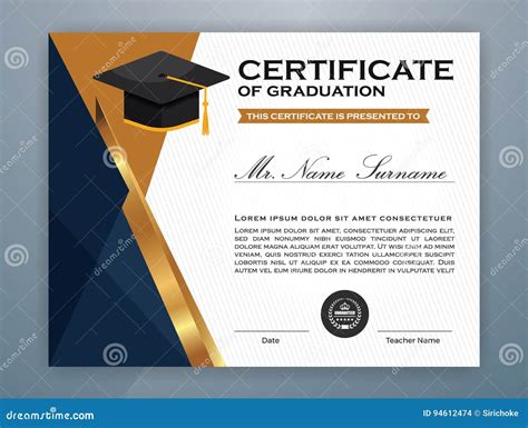 Diploma / Certificate Template With Red Border Cartoon Vector ...