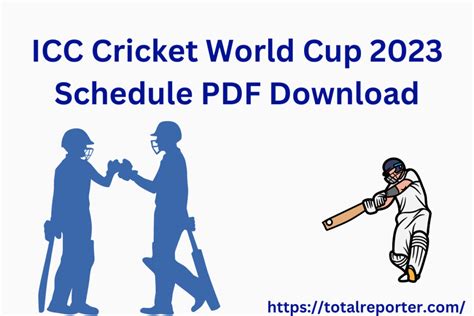 2023 ICC Cricket World Cup Schedule PDF Download