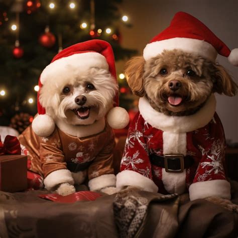 Premium AI Image | Dogs dressed in Christmas themed costumes prepare ...