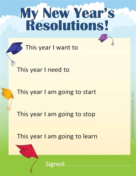 New Year's Resolutions for Kids with Free Printables