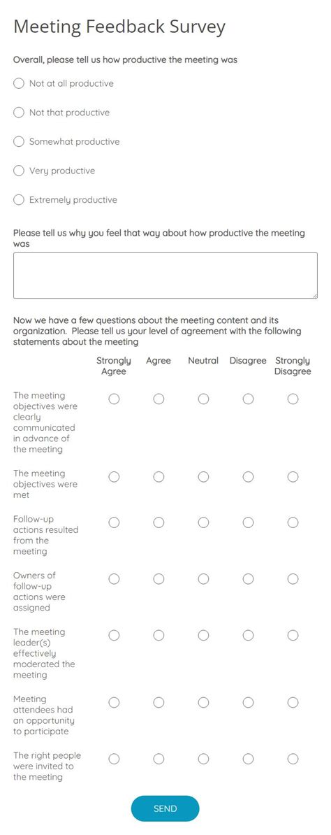 Meeting Feedback Survey - Form Template | 123FormBuilder