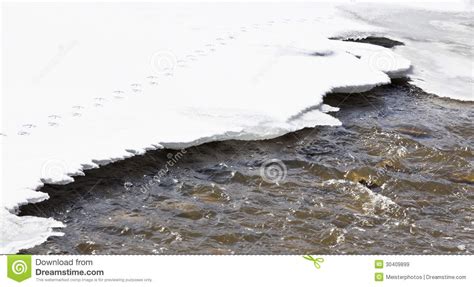 Snow Melt in Spring and Running Water. Stock Image - Image of running ...