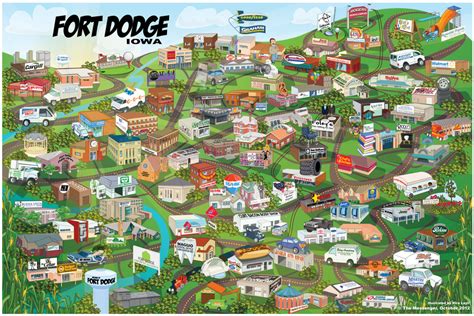 Cartoon Map of Fort Dodge Iowa by Kiracatures on DeviantArt