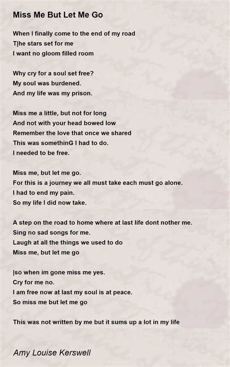 Miss Me But Let Me Go Poem Printable