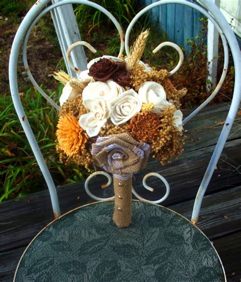 Fall bridal bouquet sola bouquet rustic wedding bouquet