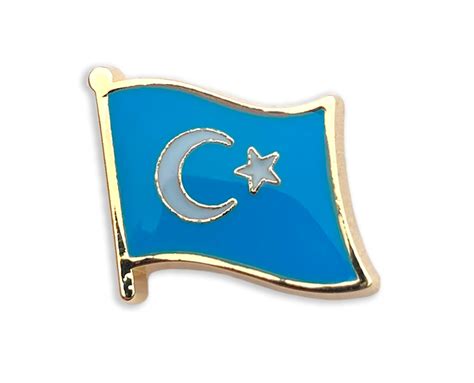 East Turkestan Uyghur Flag Enamel Pin - 19x16mm