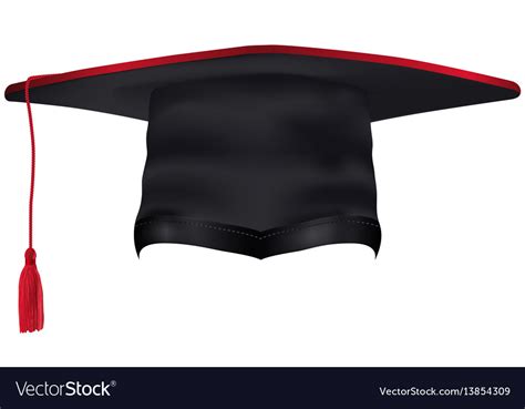 Black graduation cap with red tassel isolated Vector Image