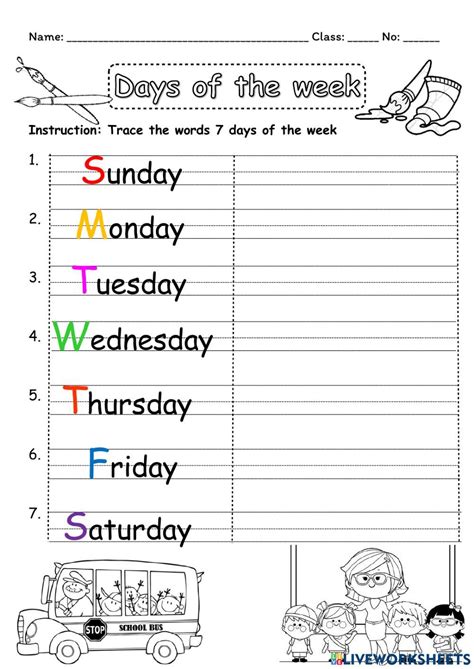 Tracing Days of the week worksheet | 2nd grade worksheets, Worksheets ...