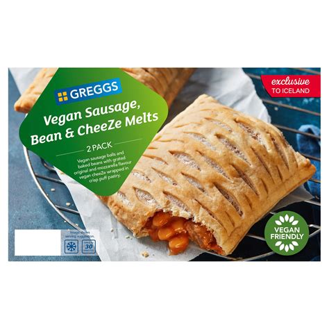 Greggs 2 Vegan Sausage, Bean & Cheeze Melts 304g | Pasties, Quiche ...