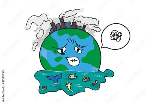 Drawing climate change Illustration. Global warming cartoon. Stock ...