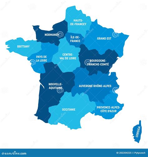 France - Map of Metropolitan Regions Stock Vector - Illustration of ...