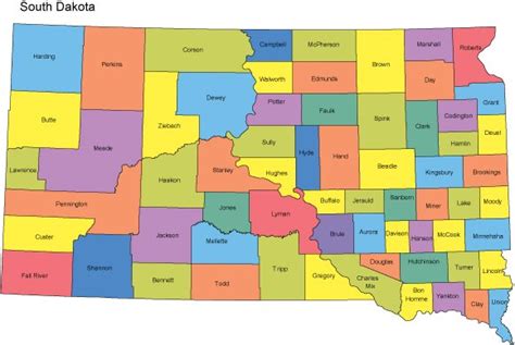 South Dakota Map with Counties