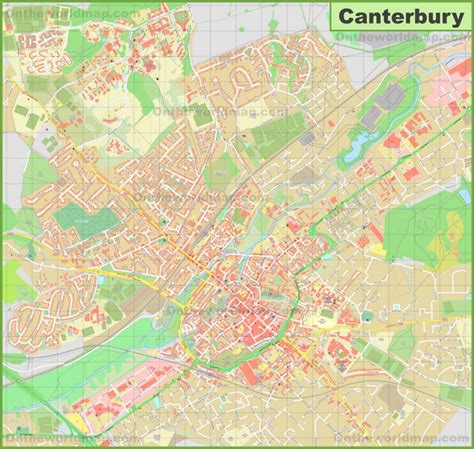 Detailed map of Canterbury - Ontheworldmap.com