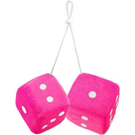 Zone Tech Pair Pink And White Mirror Fuzzy Dice – 3” Pair Pink And ...