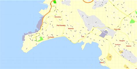 Port Moresby Printable Map Papua New Guinea, exact vector City Plan ...