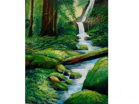 Tropical waterfall Painting by Jean Pierre Bergoeing - Fine Art America