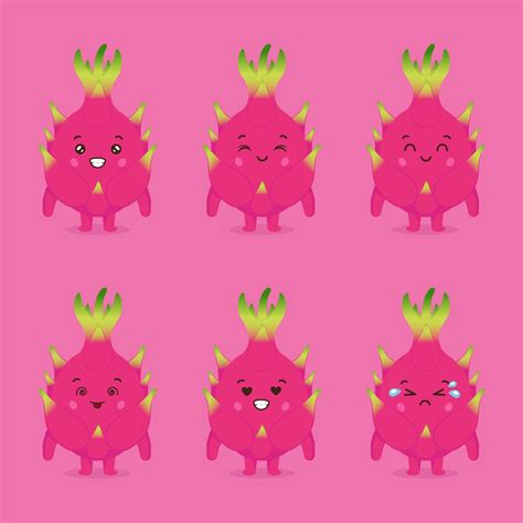 Cute Dragon Fruit with Expression 2446236 Vector Art at Vecteezy