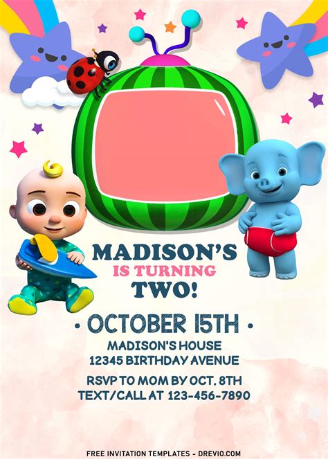 Cocomelon Birthday Party Invitation Template Free - Printable Form ...