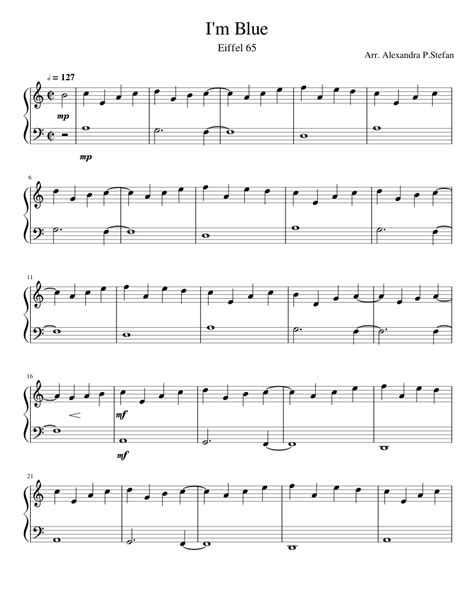 I m Blue Sheet music for Piano | Download free in PDF or MIDI ...