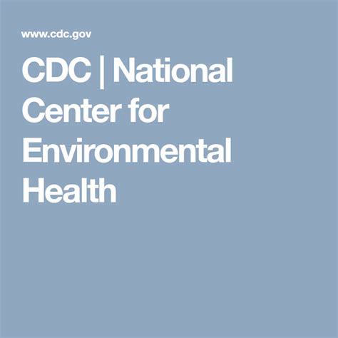 CDC | National Center for Environmental Health Environmental Health ...