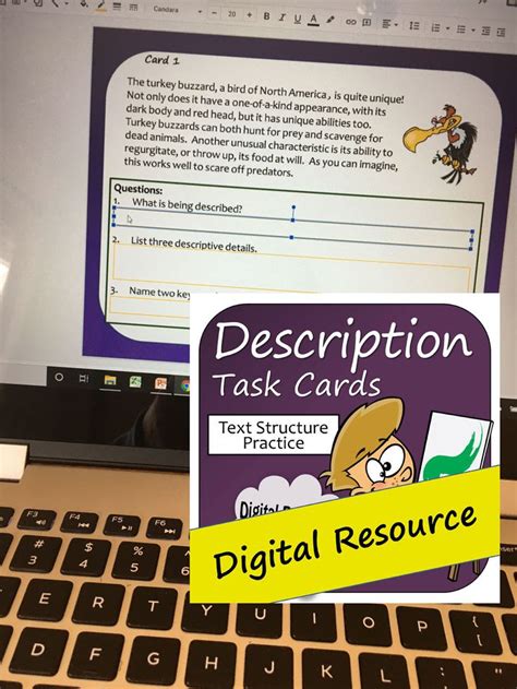 Description Text Structure Task Cards and Google Slides | Upper ...