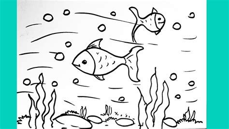 Very Easy Underwater Scenery Drawing for Beginners | Draw Underwater ...