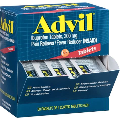 Advil Ibuprofen 200 Mg Tablets Pack Of Two - 50 Ea - Walmart.com ...