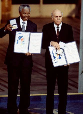 Nobel Peace Prize winners Nelson Mandela and F.W. de Klerk - Students ...